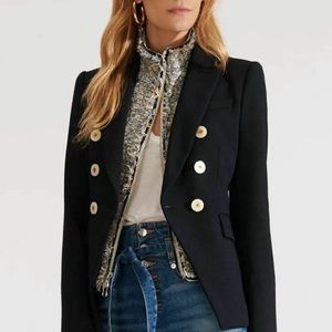 Veronica Beard navy Miller Dickey blazer with mother of Pearl buttons 6